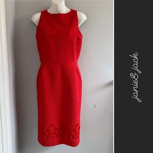 Janie & Jack Jacquard Sleeveless Dress Red • 12